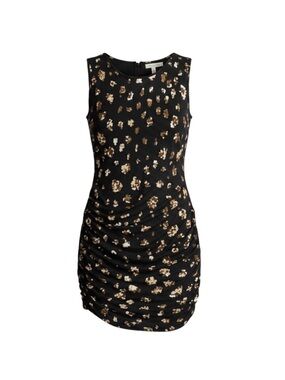 French Connection Black and Gold Sequin Stretchy Mini Cocktail Dress Size 8